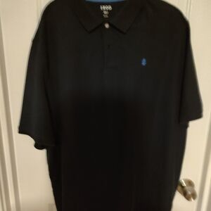 Izod Men's Black Polo with Blue Accent